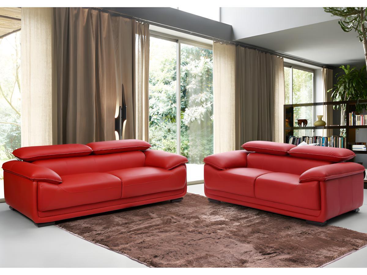 Vente-unique Ledersofa 3Sitzer MACELO  