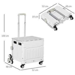 Northio Chariot De Courses Pliable, Poignée Télescopique Réglable, Monte-Escalier Avec Couvercle, Jusqu'À 80 Kg, Blanc  