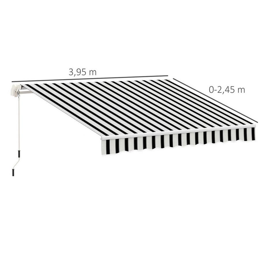 Northio Tenda Da Sole Con Braccio Estensibile Manuale 4 M Con Manovella Tenda Da Balcone Protezione Solare Montaggio A Parete Balcone Alluminio Bianco + Blu 395 X 245 Cm  