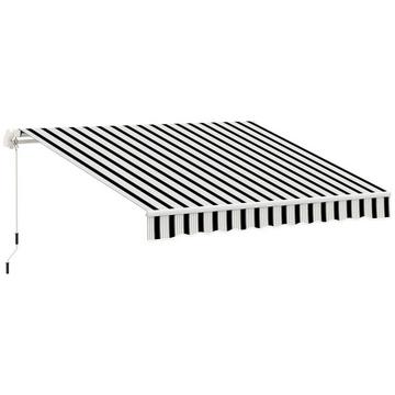 Tenda Da Sole Con Braccio Estensibile Manuale 4 M Con Manovella Tenda Da Balcone Protezione Solare Montaggio A Parete Balcone Alluminio Bianco + Blu 395 X 245 Cm