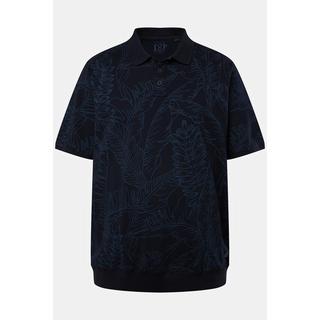 JP1880  Maglia polo in piqué con taglio speciale per l'addome e mezze maniche blu scuro 