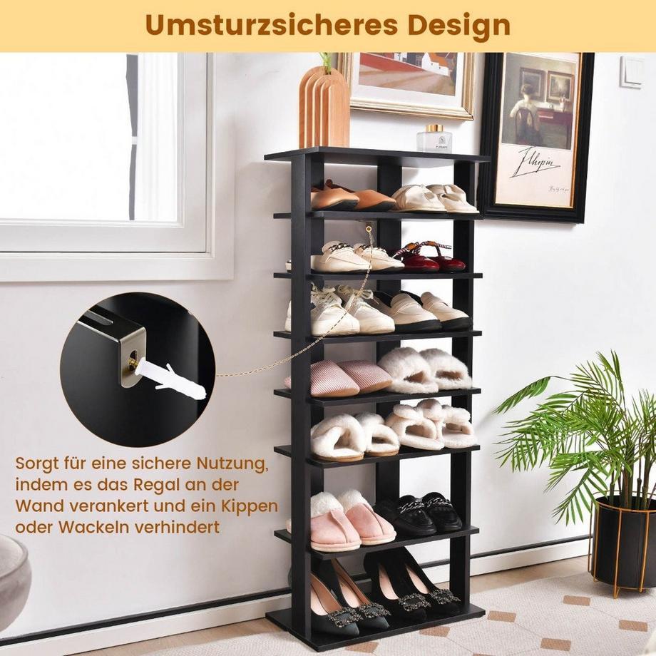 Northio Meuble à chaussures réglable en hauteur à 8 niveaux en bois, étagère d'angle autoportante  