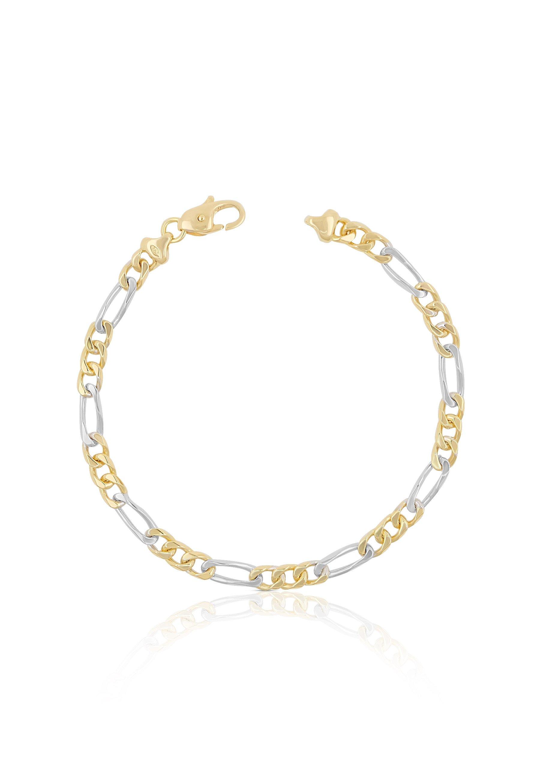 Image of Bracelet Figaro Bicolor Gelb-/weissgold 750, 19cm, 4.5mm Damen Gold 19cm