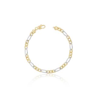 MUAU Schmuck  Bracelet Figaro Bicolor Gelb-/Weissgold 750, 19cm, 4.5mm 