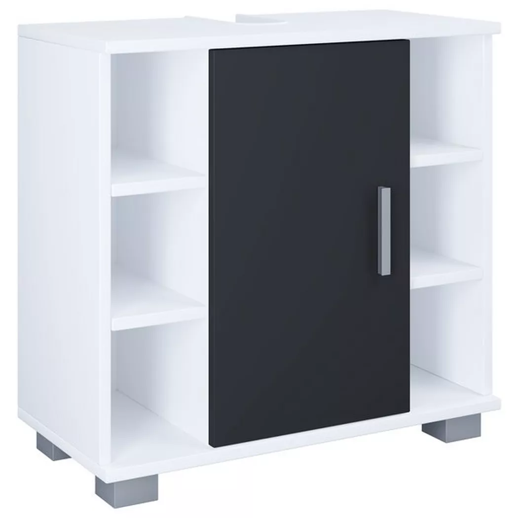 VCM - Meuble sous lavabo salle de bain Zalo M, One Size, Blanc / anthracite