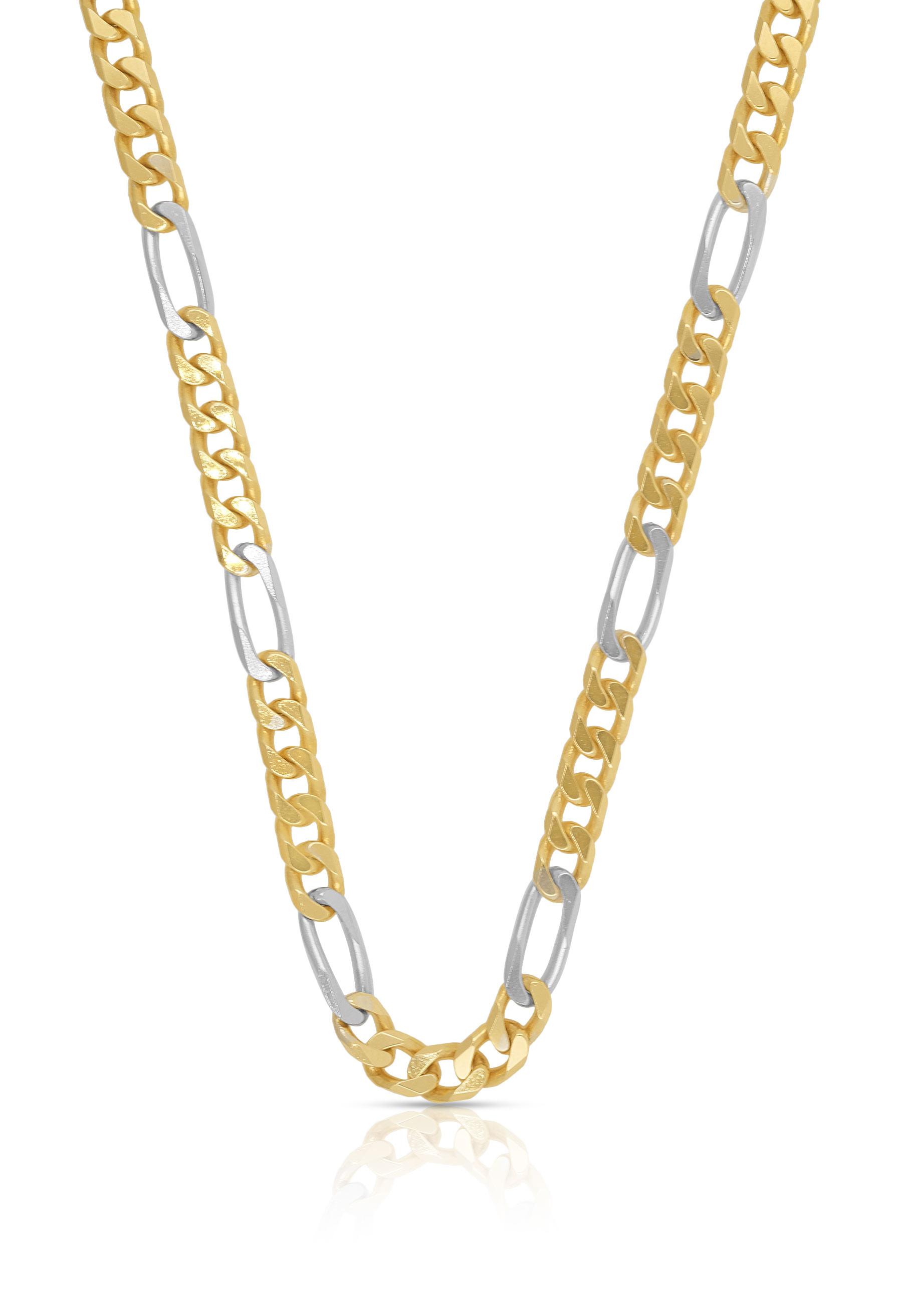 MUAU Schmuck  Collier figaro bicolore or jaune/or blanc 750, 4,4mm, 50cm 