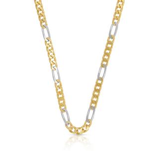 MUAU Schmuck  Collier figaro bicolore or jaune/or blanc 750, 4,4mm, 50cm 