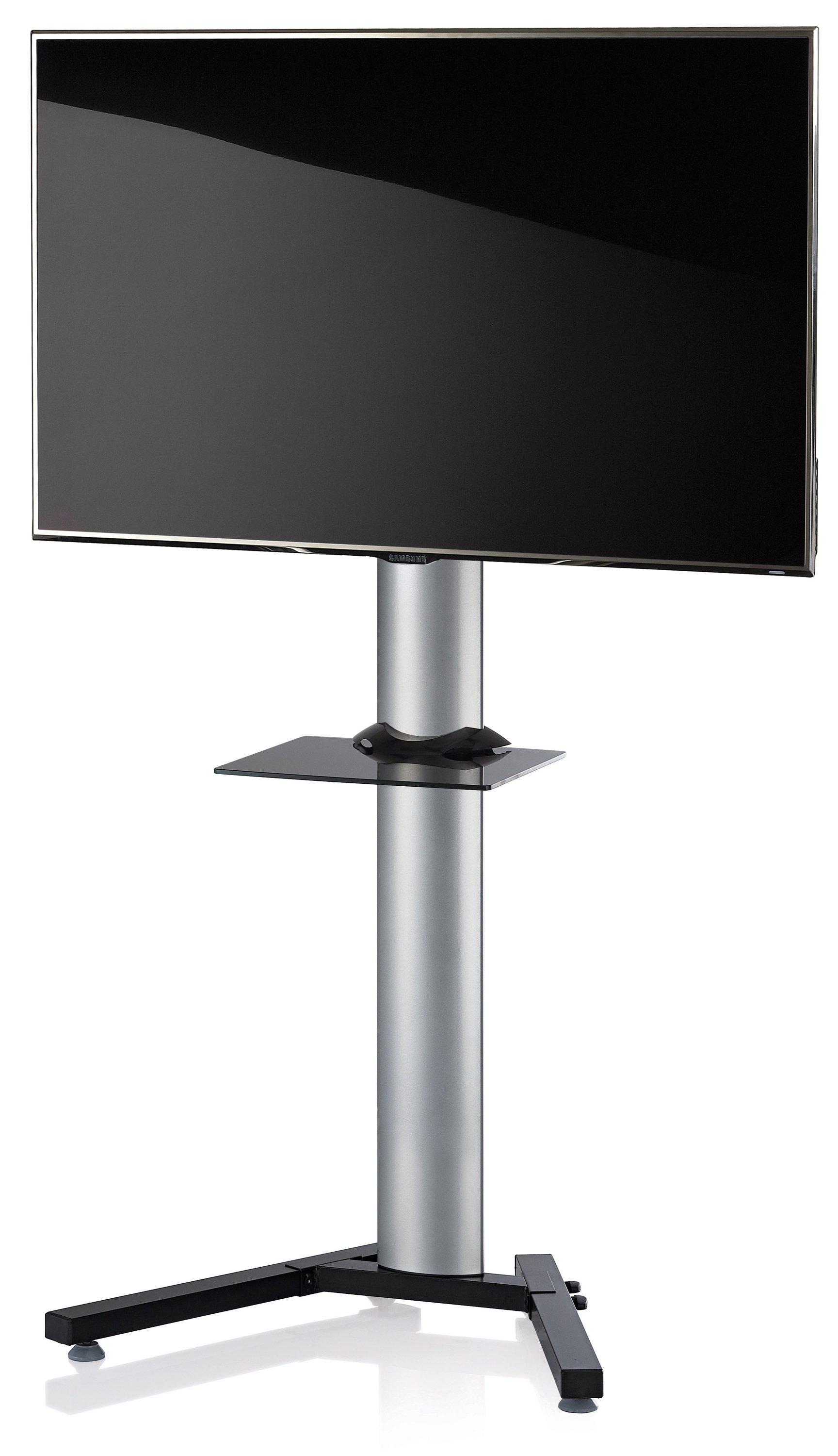 VCM  TV Standfuß mit Zwischenboden | Alu Fernseh Ständer | Maße ca. H, 174 x B. 90 x T. 72 cm- Stadino Maxi 