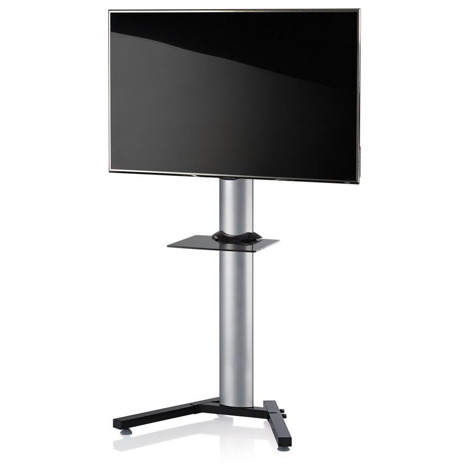 VCM  TV Standfuß mit Zwischenboden | Alu Fernseh Ständer | Maße ca. H, 174 x B. 90 x T. 72 cm- Stadino Maxi 