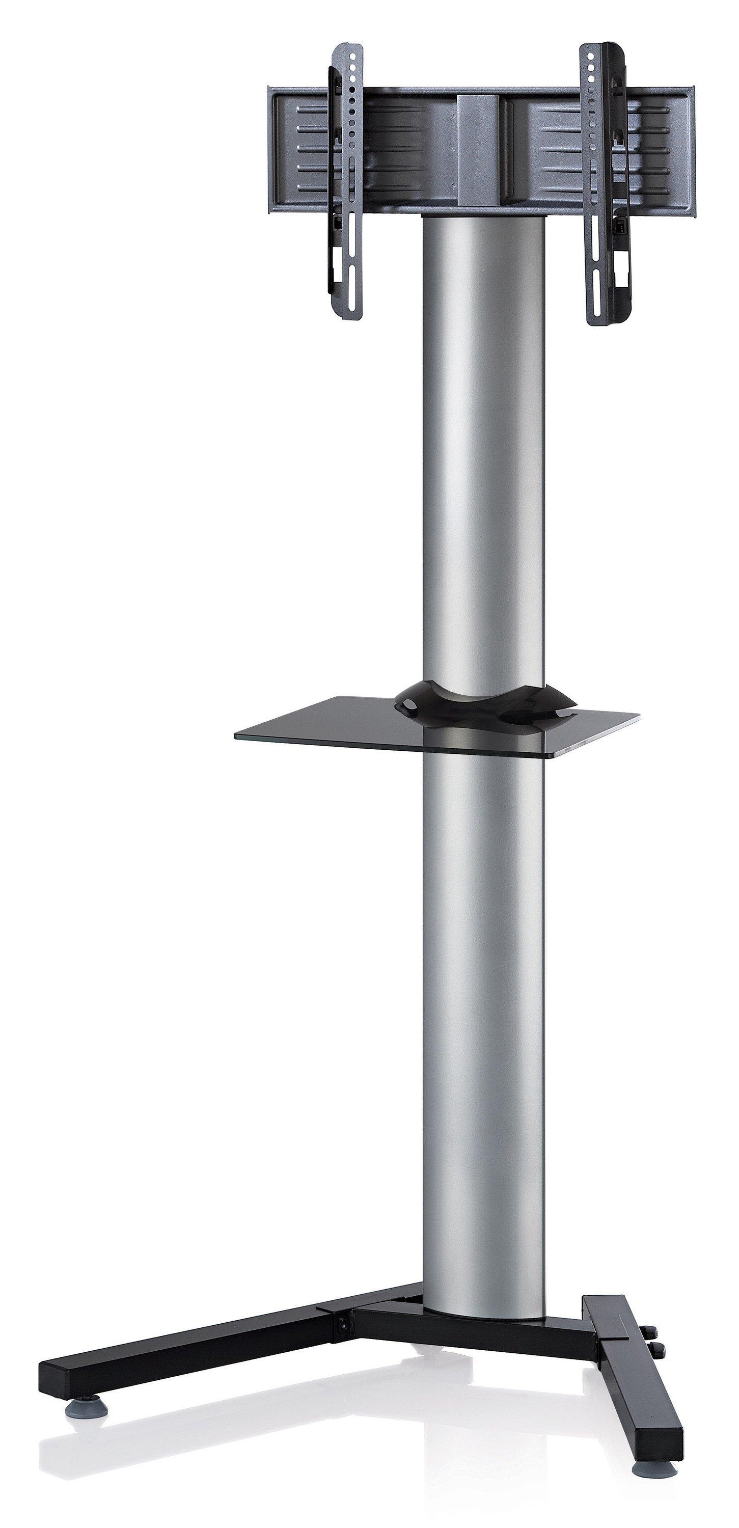 VCM  TV Standfuß mit Zwischenboden | Alu Fernseh Ständer | Maße ca. H, 174 x B. 90 x T. 72 cm- Stadino Maxi 