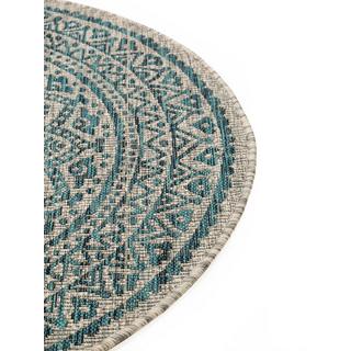 Benuta Tapis d'extérieur & intérieur rond Cleo Beige/Bleu  