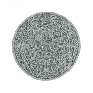 Benuta Tapis d'extérieur & intérieur rond Cleo Beige/Bleu  