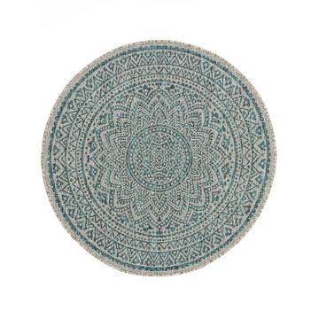 Tapis d'extérieur & intérieur rond Cleo Beige/Bleu