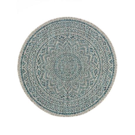 Benuta Tapis d'extérieur & intérieur rond Cleo Beige/Bleu  