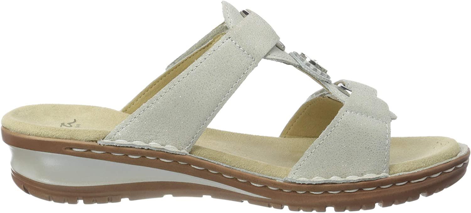 Image of 12-27232-78 - Leder Sandale Damen Grau 42