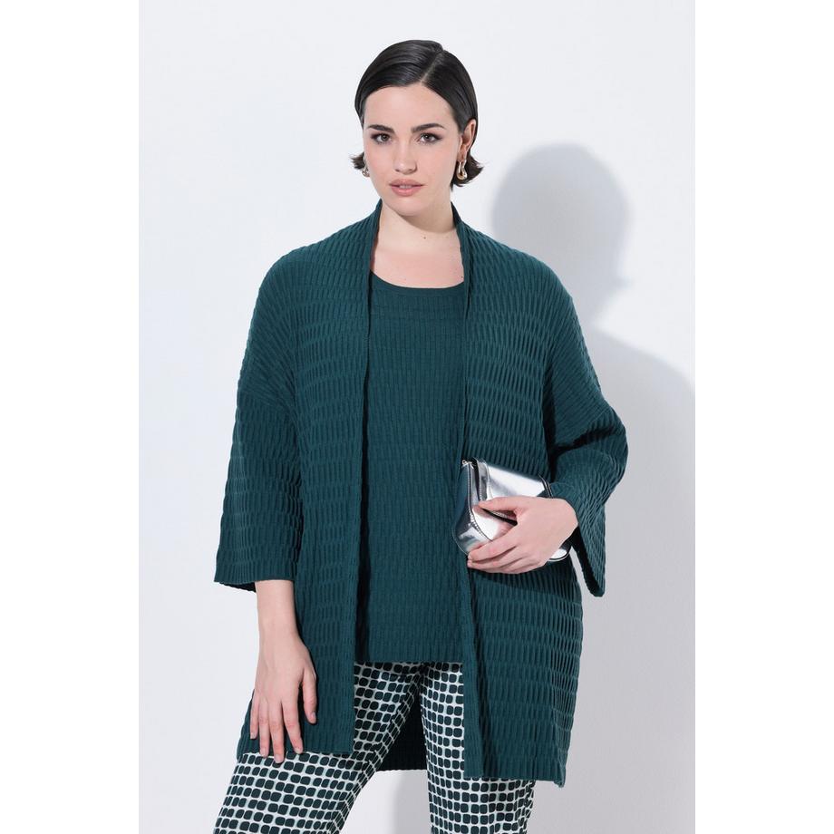 Ulla Popken Cardigan Oversize Maglia Lavorata Maniche 3/4  