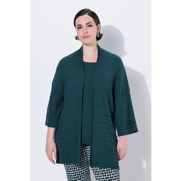 Strickjacke, Strukturstrick, Oversized, V-Ausschnitt, 3/4-Arm