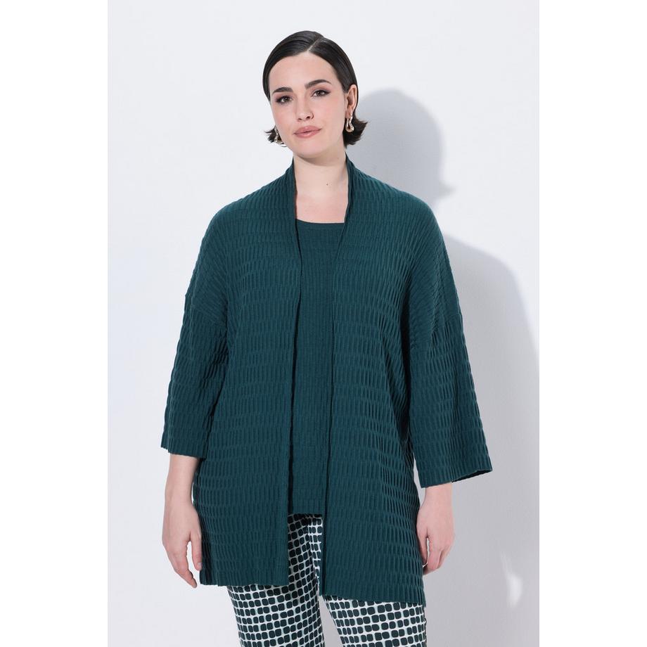 Ulla Popken Cardigan Oversize Maglia Lavorata Maniche 3/4  
