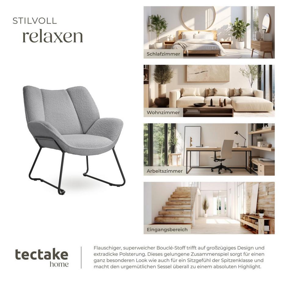 Tectake Fauteuil KJELD rembourré avec revêtement bouclé  