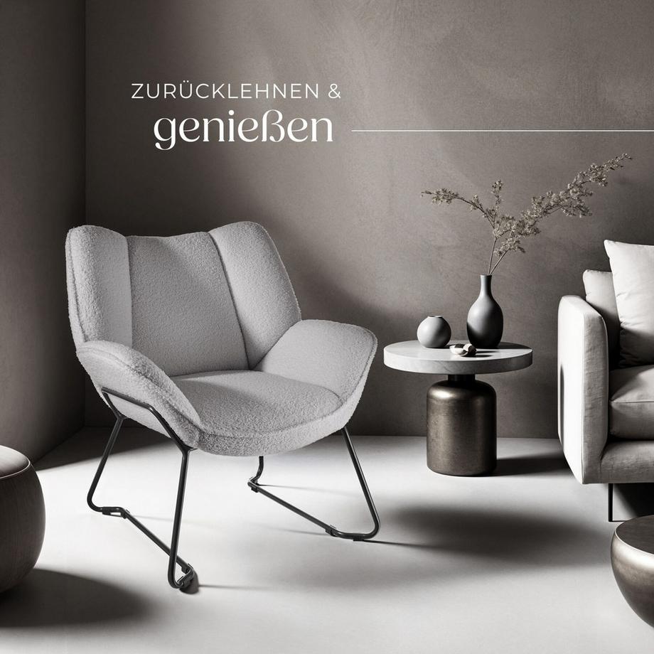 Tectake Fauteuil KJELD rembourré avec revêtement bouclé  