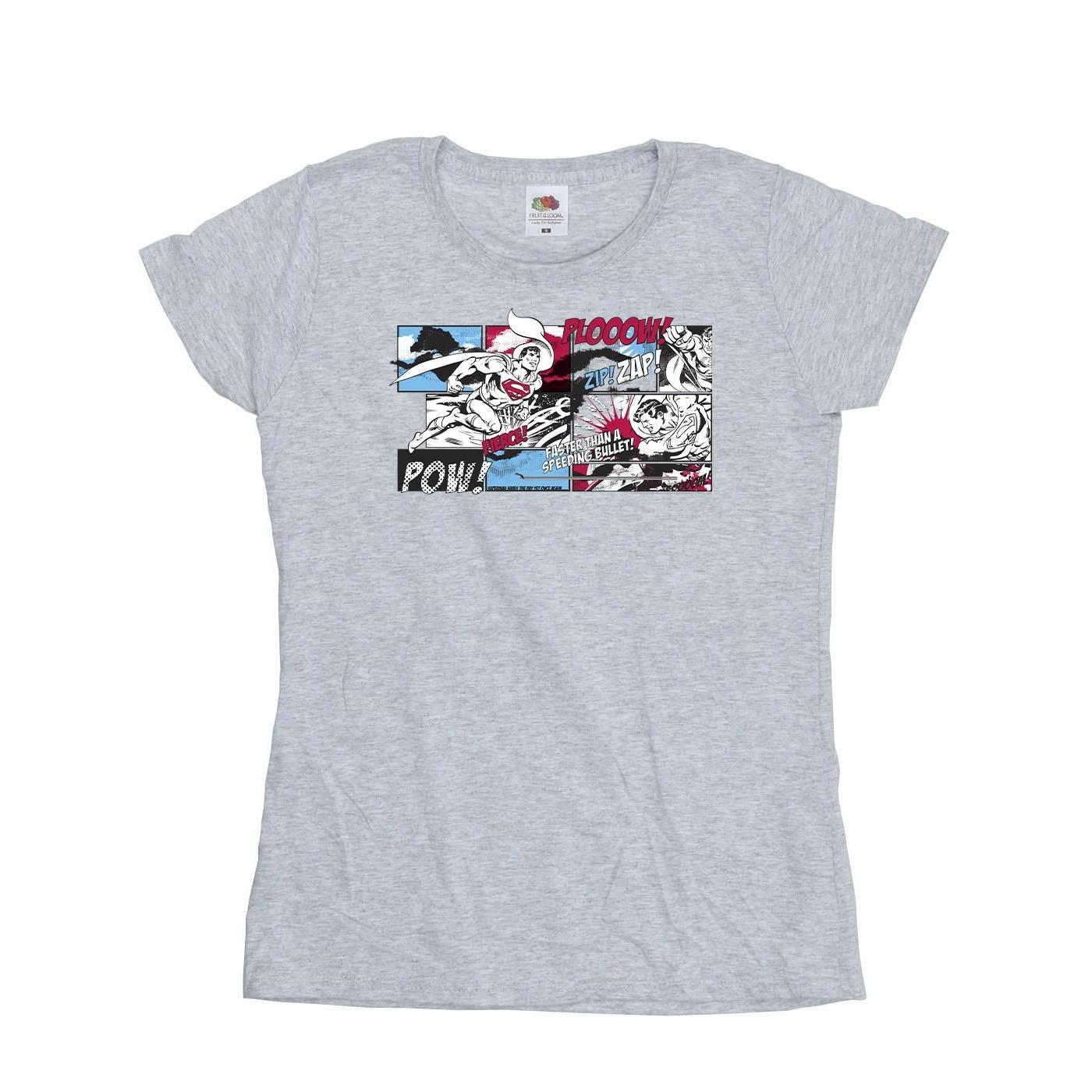 Image of Superman Comic Strip Tshirt Damen Grau M