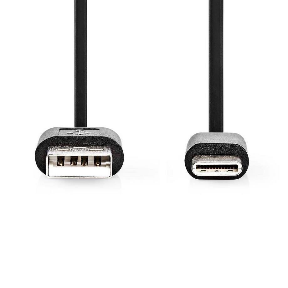 Nedis  USB-Kabel | USB 2.0 | USB-A Stecker | USB-C™ Stecker | 60 W | 480 Mbps | Vernickelt | 0,10 m | Rund | PVC | Schwarz | Blister 