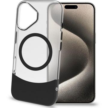 Coque compatible Magdual MagSafe iPhone 16 Noir + Transparent