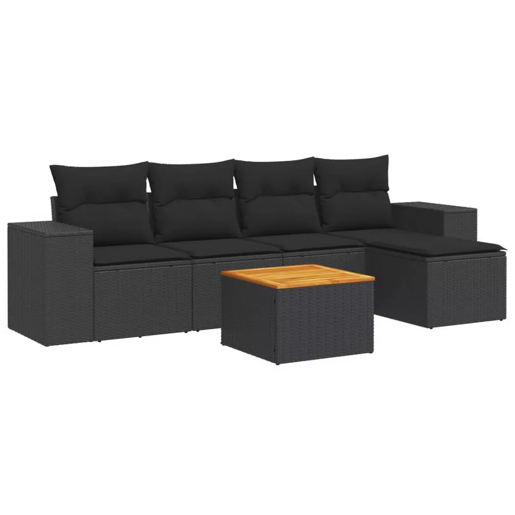 VidaXL - set divano da giardino Polirattan, One Size, Nero