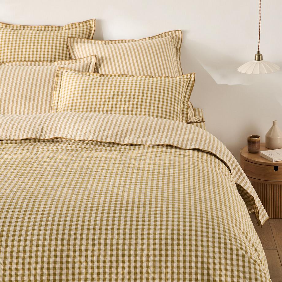 Housse couette coton seersucker Cottage absinthe