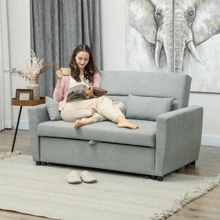 Northio Canapé-lit, canapé 2 places avec fonction couchage, dossier réglable, canapé avec coussins, aspect velours, canapé-lit avec coffre de lit pour salon, chambre d'amis, gris clair  