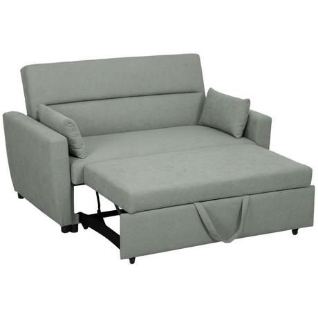Northio Canapé-lit, canapé 2 places avec fonction couchage, dossier réglable, canapé avec coussins, aspect velours, canapé-lit avec coffre de lit pour salon, chambre d'amis, gris clair  
