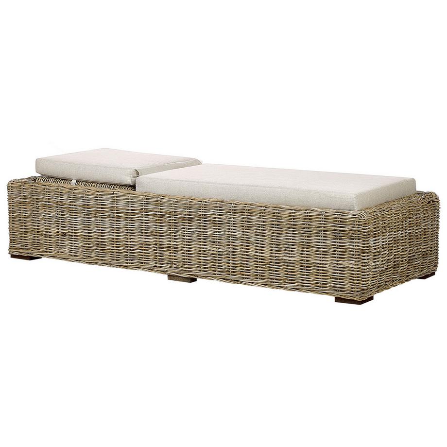 Beliani Sonnenliege mit Kissen aus Rattan  PALESE  