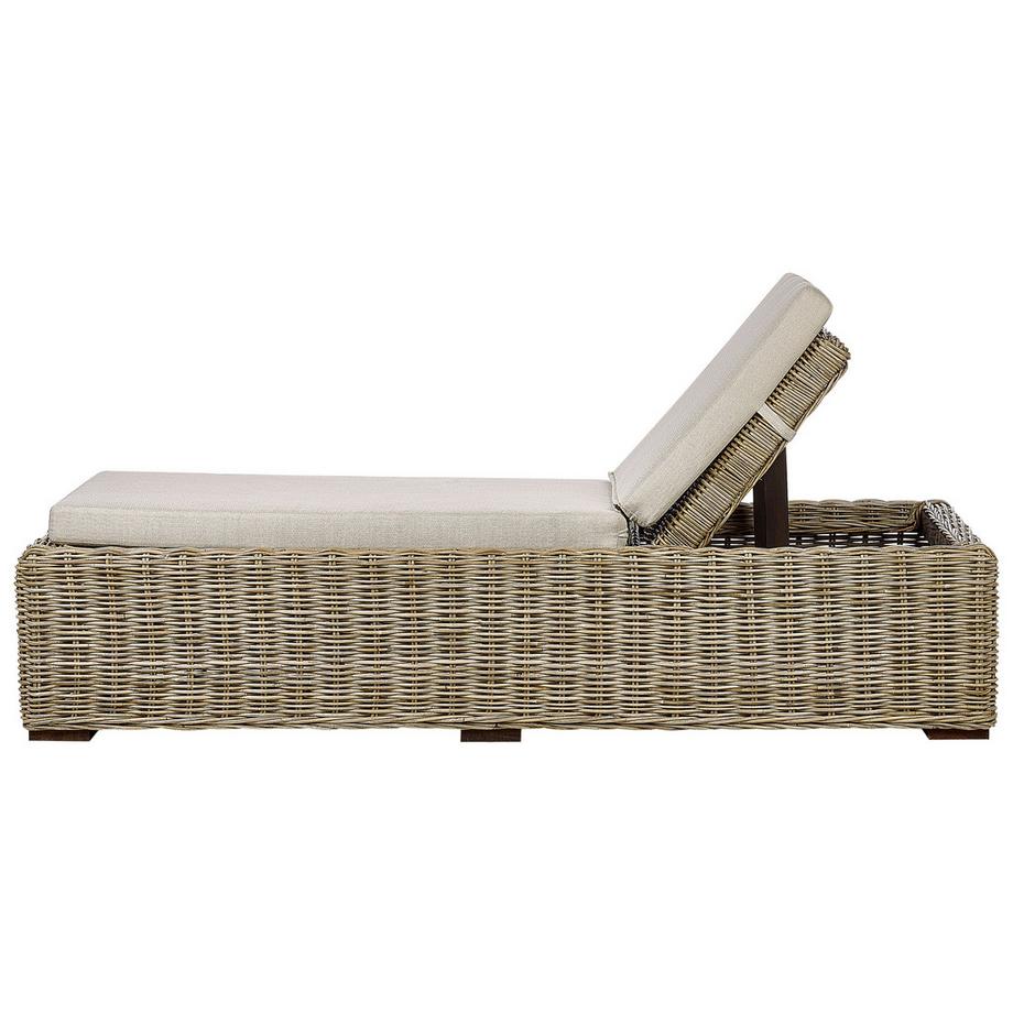 Beliani Sonnenliege mit Kissen aus Rattan  PALESE  