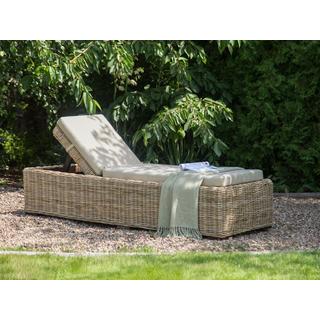 Beliani Lettino Prendisole con Cuscino en Rattan Boho PALESE  