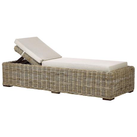 Beliani Lettino Prendisole con Cuscino en Rattan Boho PALESE  