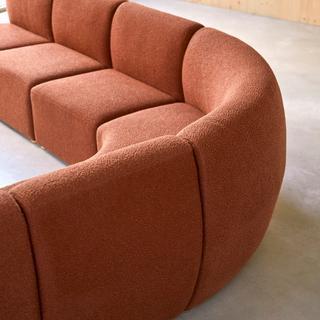 Tikamoon Fauteuil d’angle modulable en acacia massif et tissu terracotta Swann  