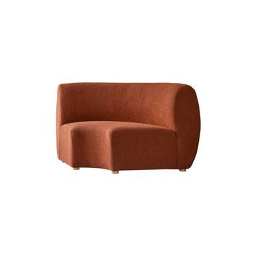 Fauteuil d’angle modulable en acacia massif et tissu terracotta Swann