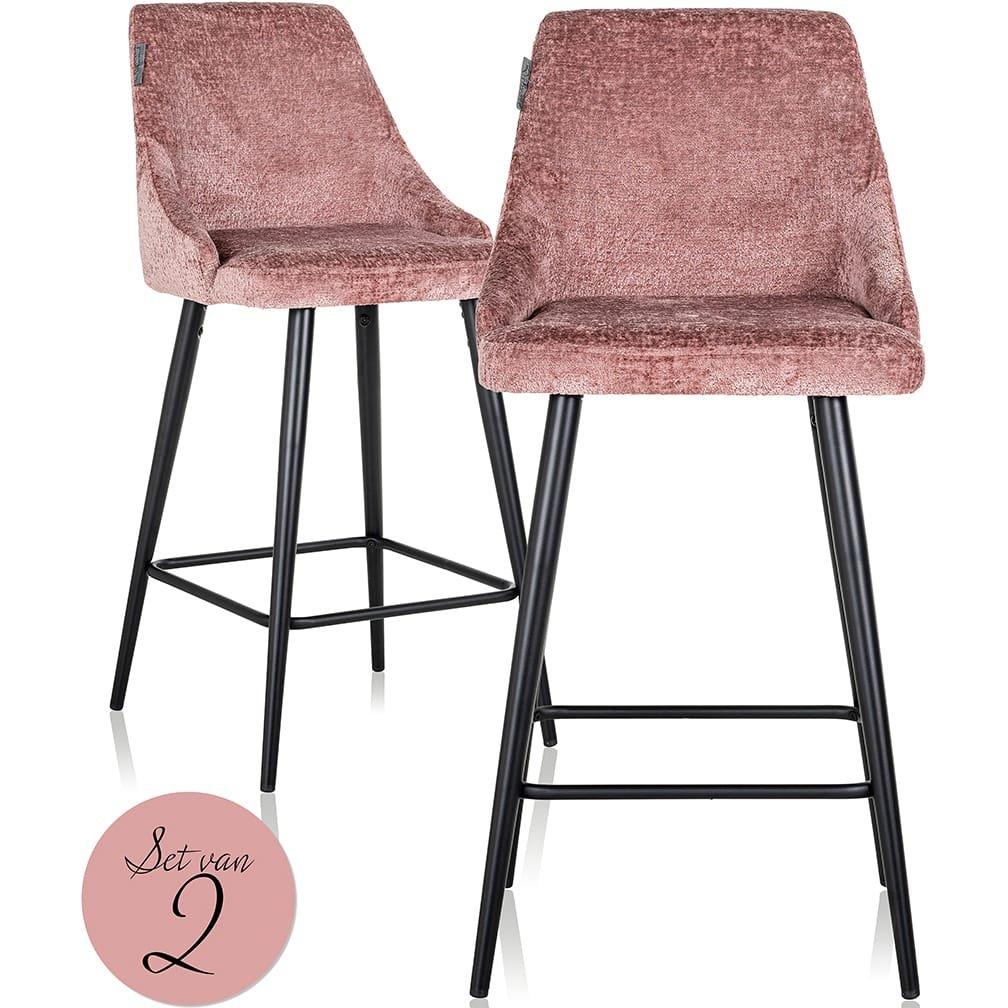 mutoni Chaise de bar Brooke rose 98 (lot de 2)  