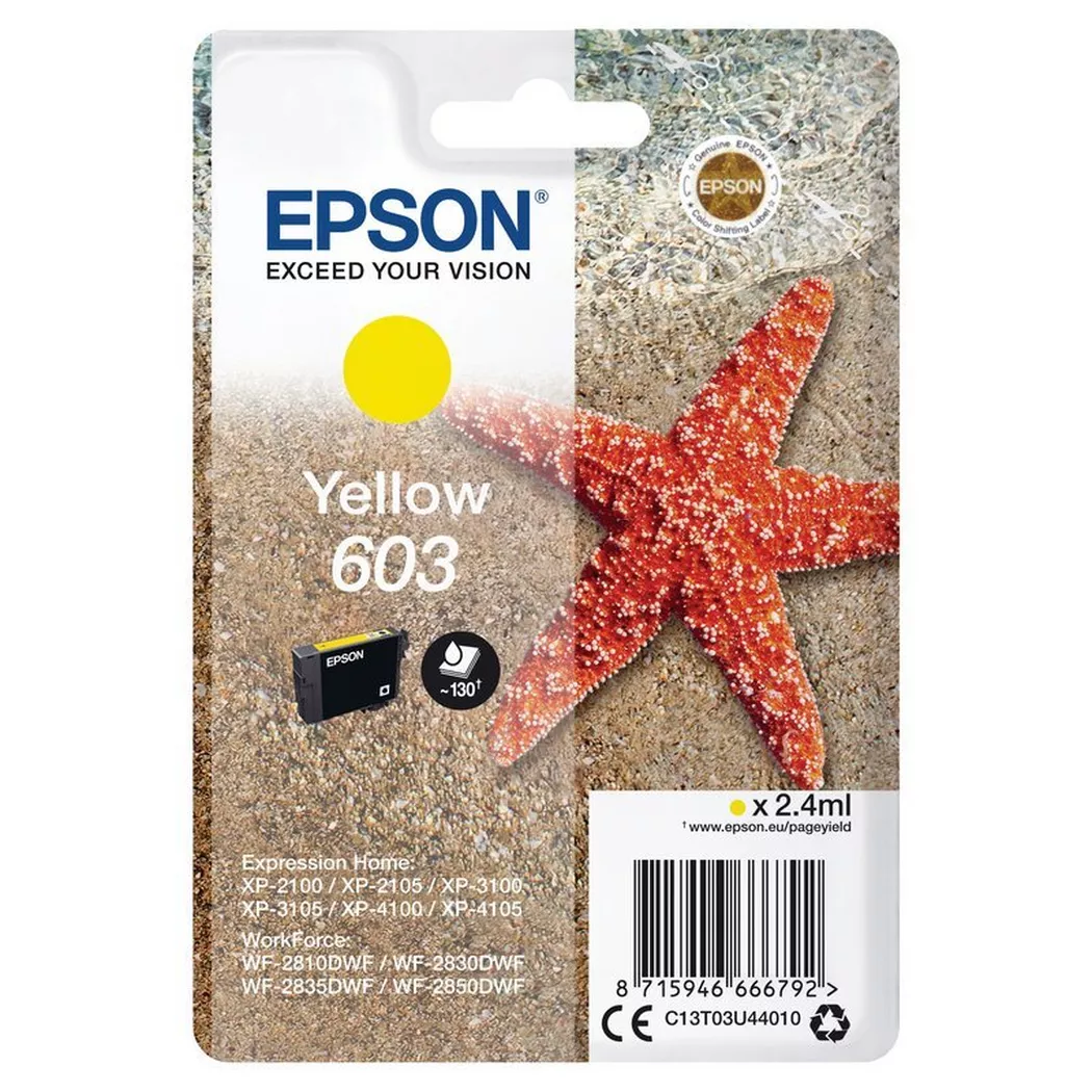Epson – Tintenpatrone 603 yellow T03U44010 XP-2100 130 Seiten, Gelb Bunt, One Size