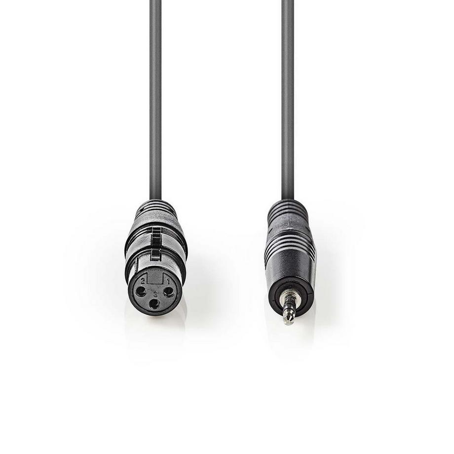 Nedis  Cavo audio bilanciato | XLR 3 pin femmina | 3,5 mm maschio | Nichelato | 1,00 m | Rotondo | PVC | Grigio scuro | Custodia in cartone 