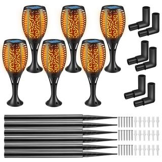 Tectake Set di 6 lampade solari Flare, LED, sensore crepuscolare  