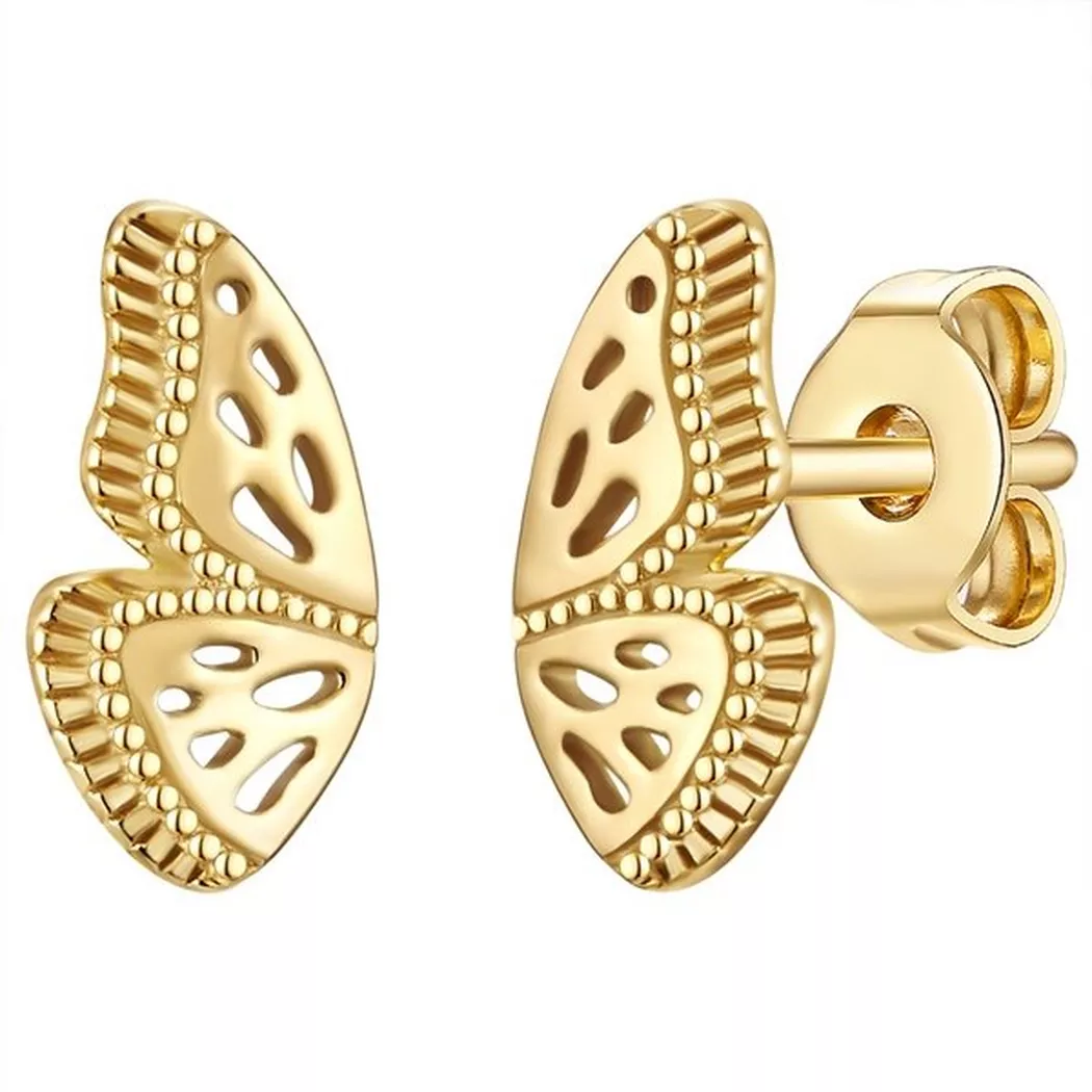 Glanzstücke München - Femme Puces d'oreilles en argent Papillon, 11mm, Doré