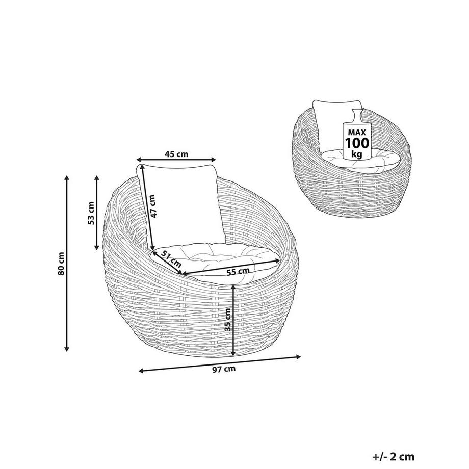 Beliani Sedia da giardino en Rattan Boho LERICI  