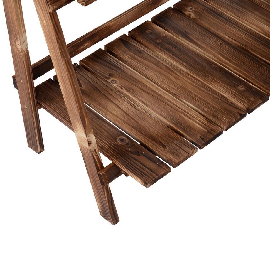 Northio Scaletta Per Piante Panca Per Fiori Scaletta Per Fiori Scaffale Per Fiori Scaffale Per Piante Portafiori 3 Gradini In Legno Di Abete Marrone Scuro 80 X 37 X 93 Cm  