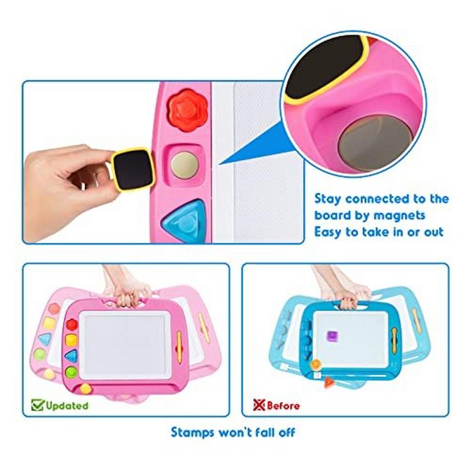 Activity-board  Grand tableau magique de peinture magnétique, planche à dessin 42x32cm, planche à colorier magique avec 4 tampons de forme 