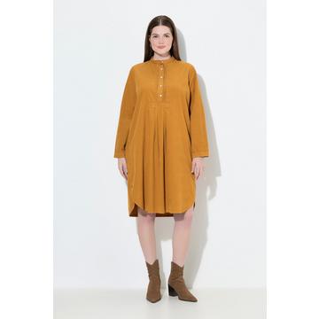 Robe en velours côtelé, passepoils, plis décoratifs, manches longues