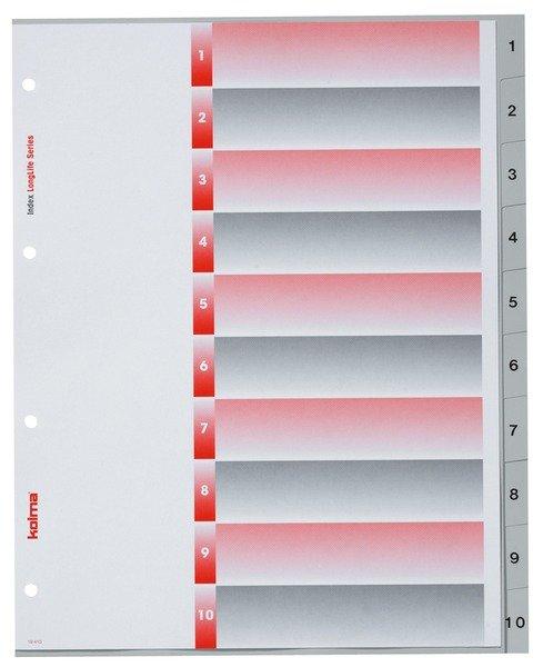 Kolma  KOLMA Register LongLife XL A4 19.410.03 grau, 1-10, 4-Loch 