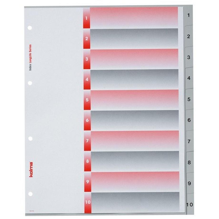Kolma  KOLMA Register LongLife XL A4 19.410.03 grau, 1-10, 4-Loch 