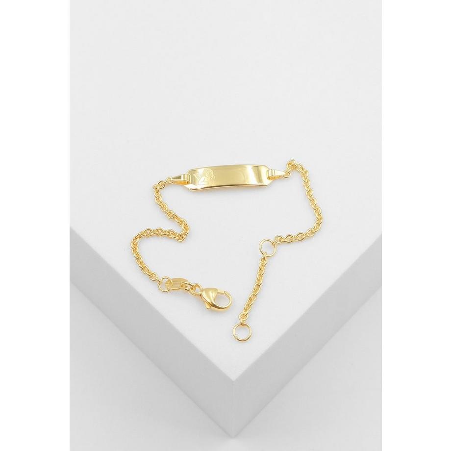 MUAU Schmuck  ID-Bracelet Rundanker Engel Gelbgold 750, 2mm, 14cm 