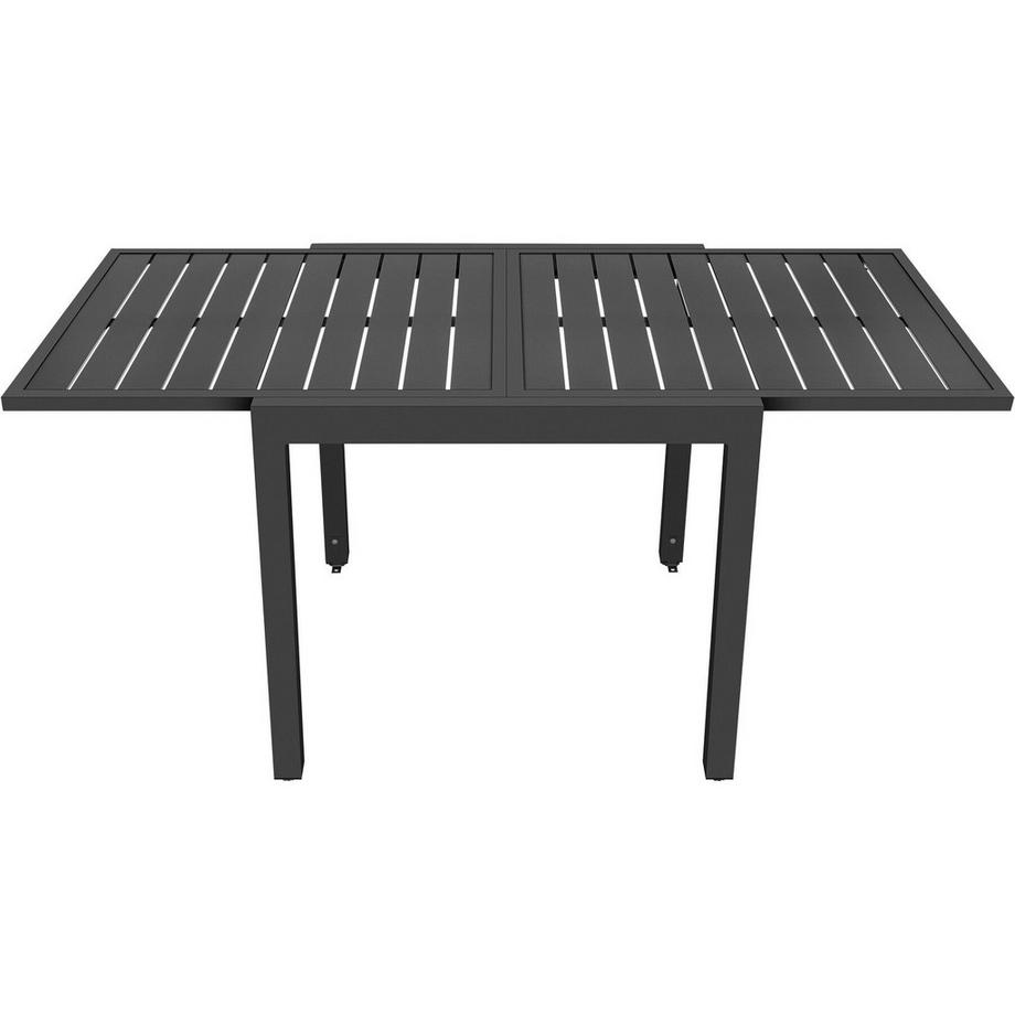 Tectake Gartentisch Campos, ausziehbar, höhenverstellbare Füße, wetterfest, UV-beständig, Lamellenoberfläche  